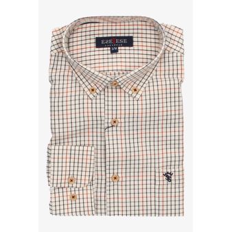 Camisa beige cuadros azul y...
