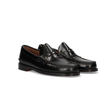 Mocassin avec masque noir et semelle en cuir