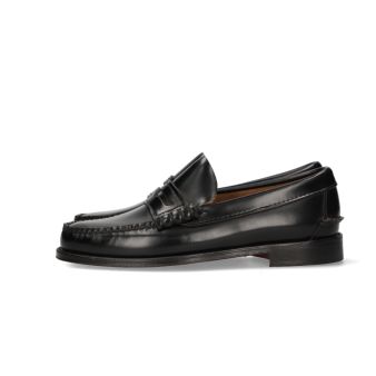 Mocasin con antifaz negro suela de cuero