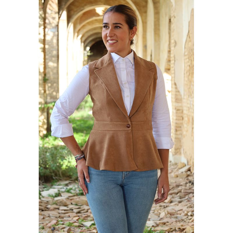 Chaleco Oporto antelina camel