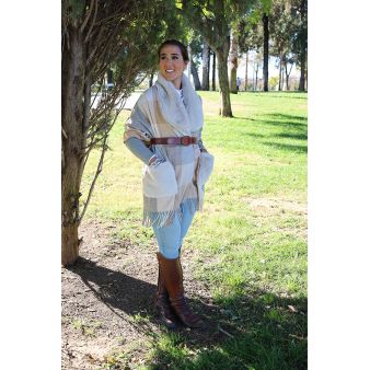 Poncho Apollo cuadros beige