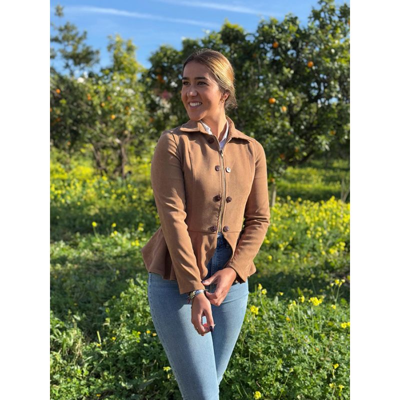 Veste Tavira en antelina camel