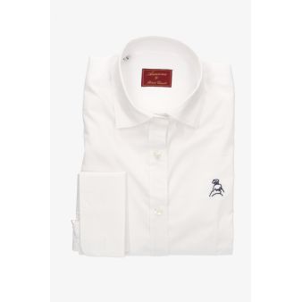 Camisa de mulher branca Punho duplo
