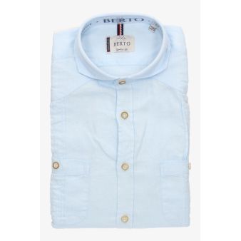 Camisa cubana lino celeste