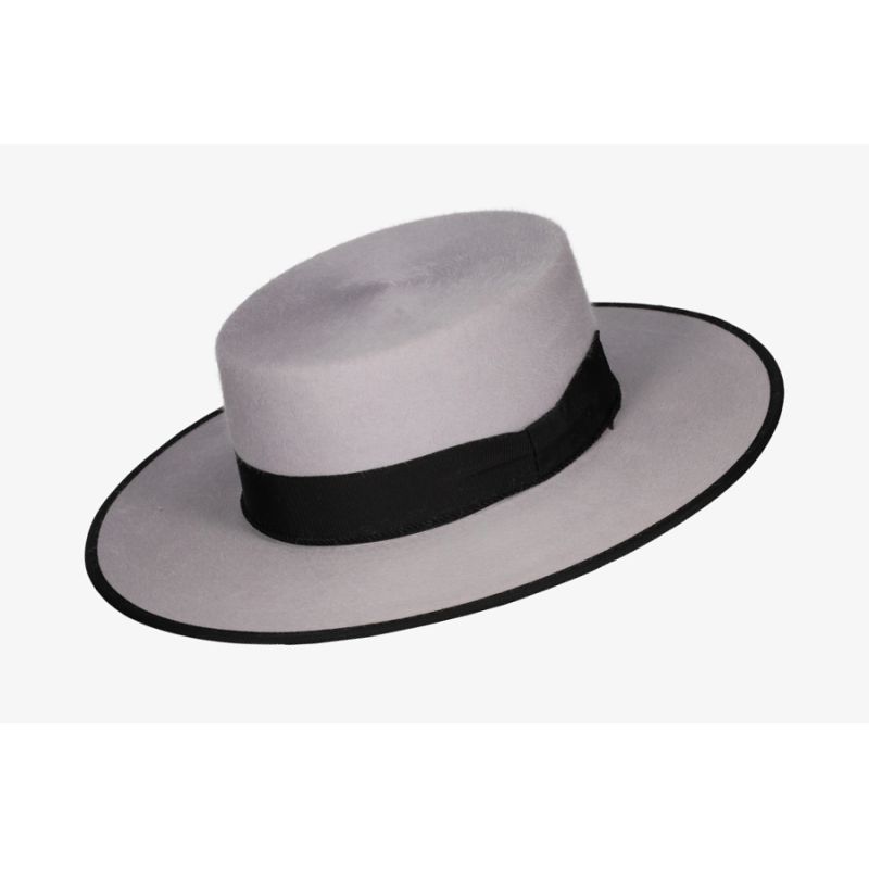 Sombrero Jerez pelo plata ribete negro