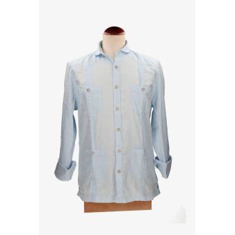 Camisa cubana lino celeste