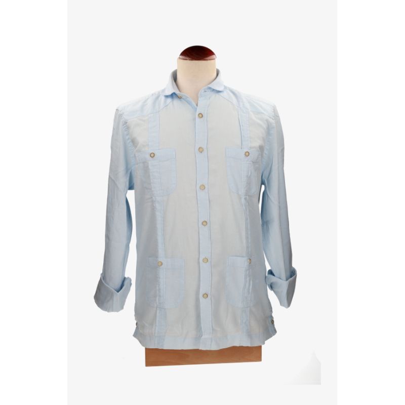 Camisa cubana lino celeste