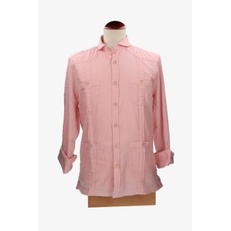Camisa cubana lino salmón