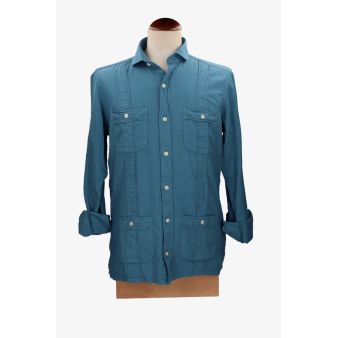 Camisa cubana indigo