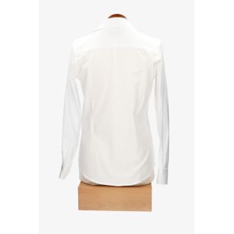Camisa mujer popelín blanco con bordado amazonas marino