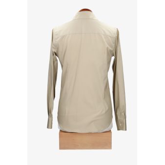 Camisa mujer popelín camel con bordado amazonas marino