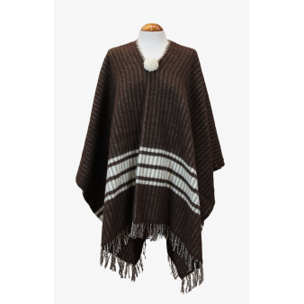 Poncho marrón banda beige...