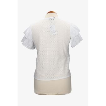 Blusa perforada manga capa