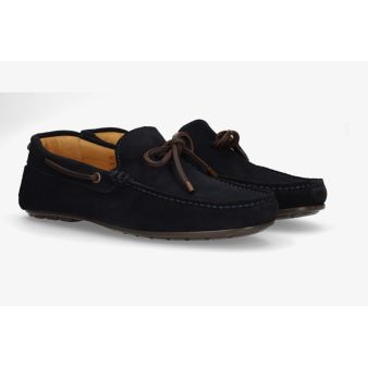 Mocasín lazo nobuck marino