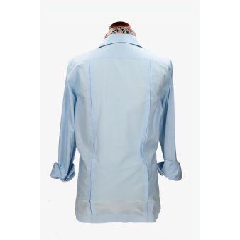 Camisa guayabera algodón celeste