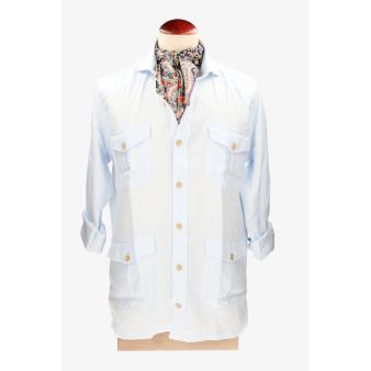 Camisa guayabera lino celeste
