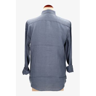Camisa botón lino azulón
