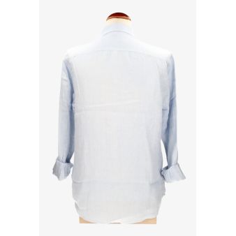 Camisa botón lino celeste