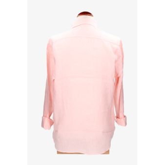 Camisa botón lino rosa