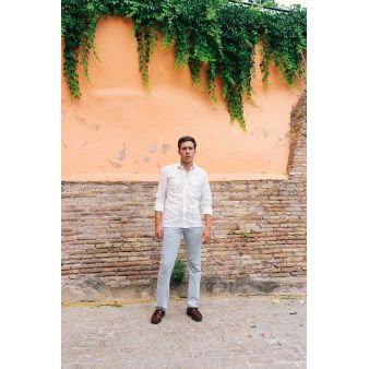 Camisa cubana lino blanco