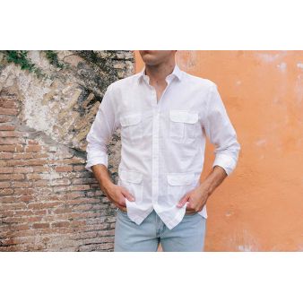 Camisa cubana lino blanco