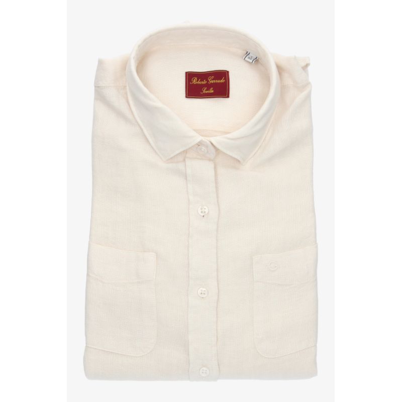 Camisa dos bolsillos lino beige