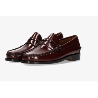 Mocasin con antifaz burdeos suela de cuero