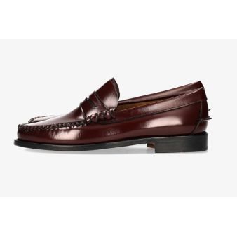 Mocasin con antifaz burdeos suela de cuero