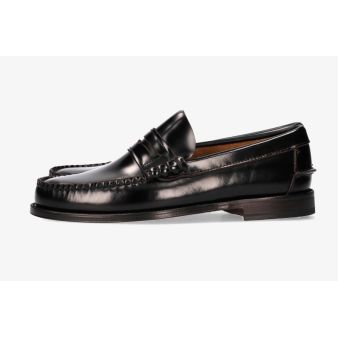 Mocasin con antifaz negro suela de cuero