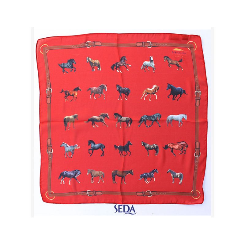 Pañuelo de seda de caballos rojos