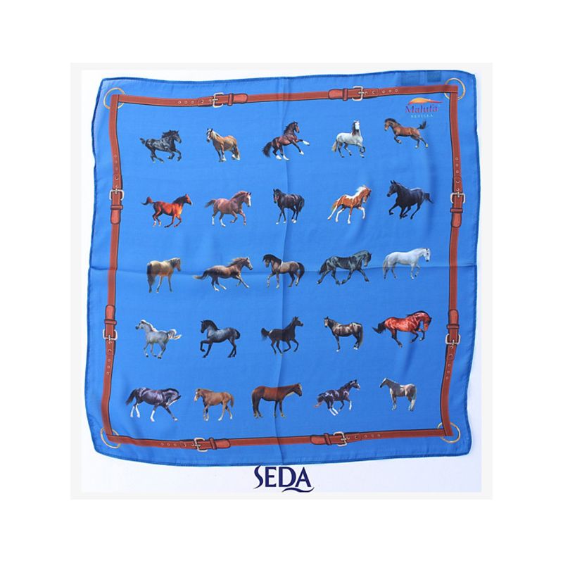 Pañuelo de seda de caballos indigo