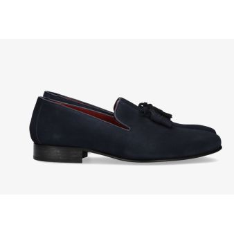 Navy Suede Loafer with Tassels