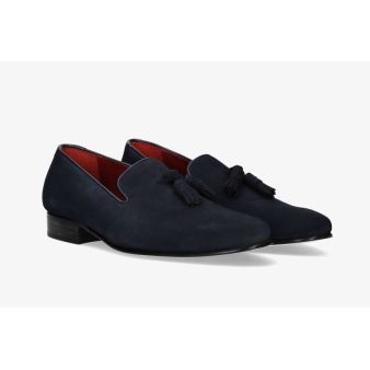 Navy Suede Loafer with Tassels