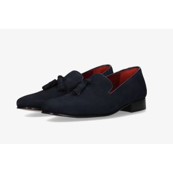 Navy Suede Loafer with Tassels