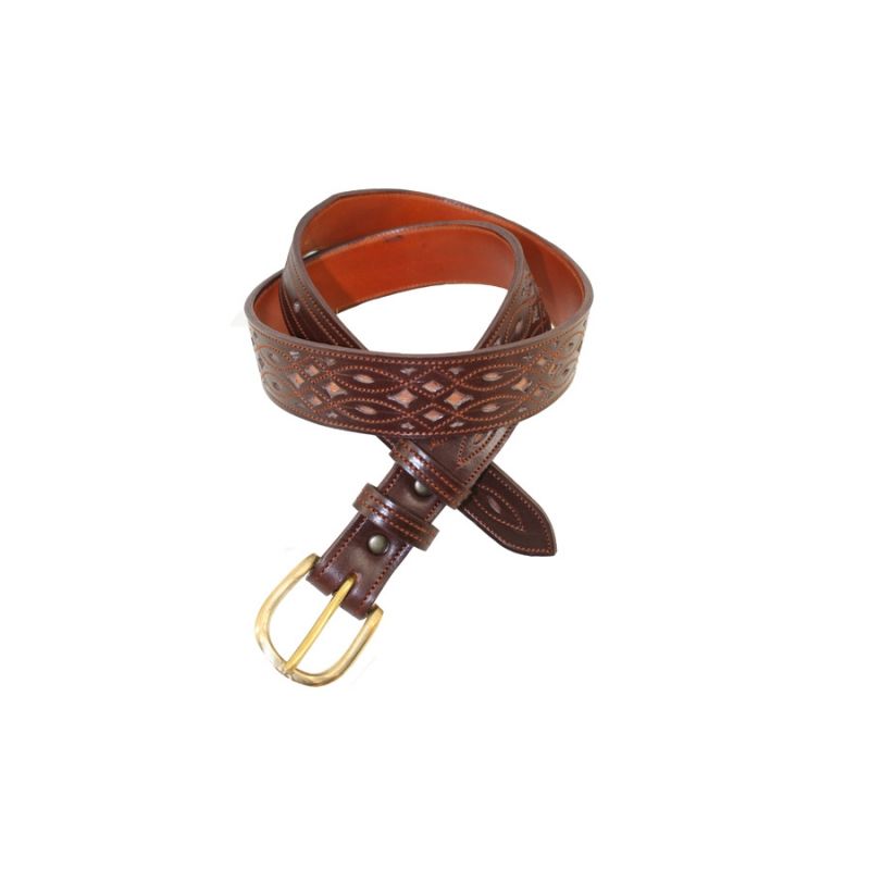 Ceinture artisanale en veau avec fond sombre