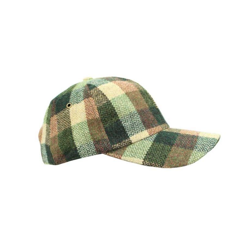 Multi-green checked baseball cap