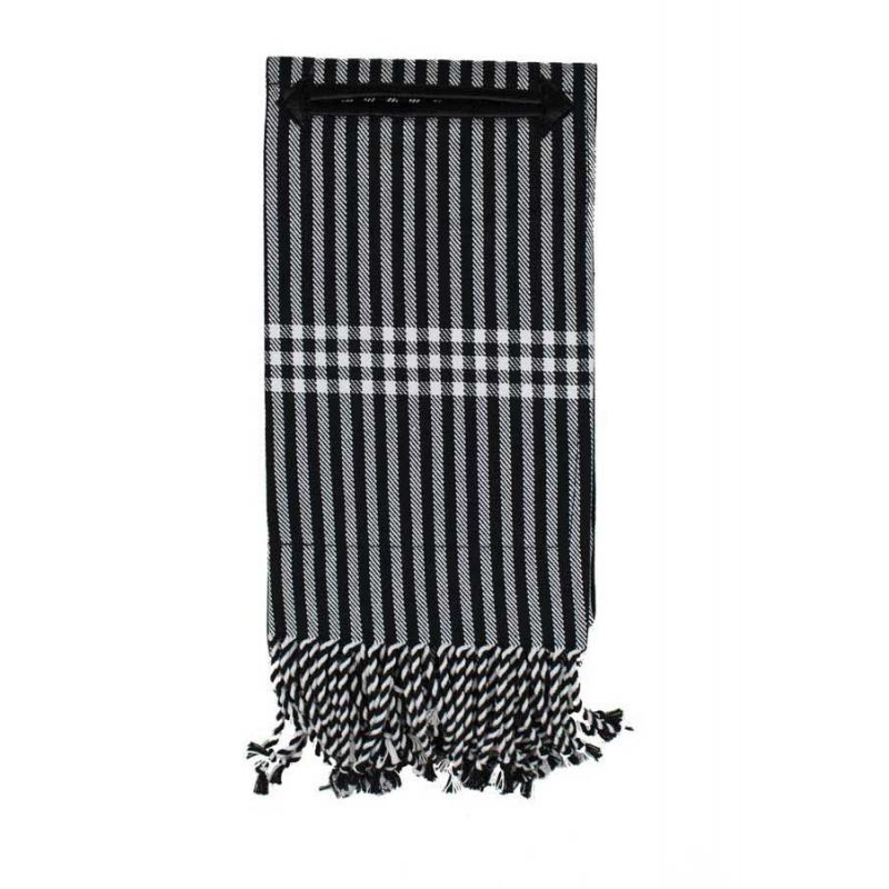 Canvas footrest blanket with striped pouch