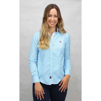 Camisa de señora vichy celeste
