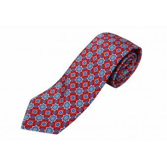 Red silk tie with flowers
