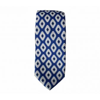 Blue white diamonds silk tie