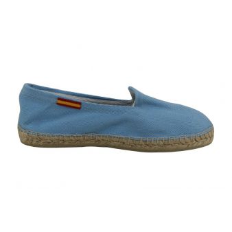 Esparto loafer in sky blue with flag of Spain motif