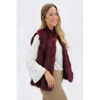 Chaleco sin mangas pelo natural cherry