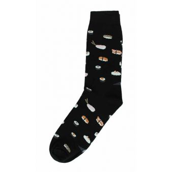 Black sock with sushi pattern