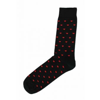 Black sock with hearts pattern
