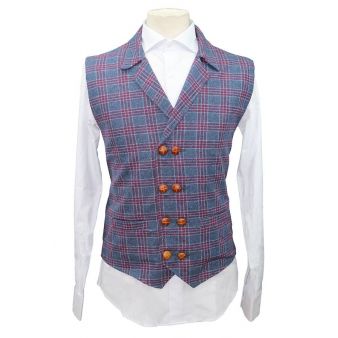 Chaleco modelo Almonte gris y burdeos