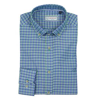 Camisa azul cuadros verdes
