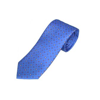 Corbata seda azul círculo rojo