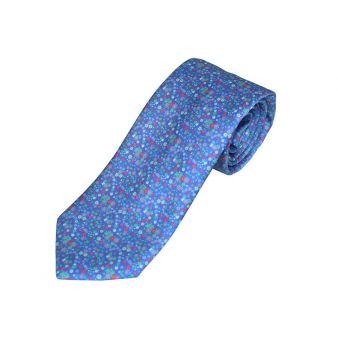 Corbata seda azul flores pequeñas