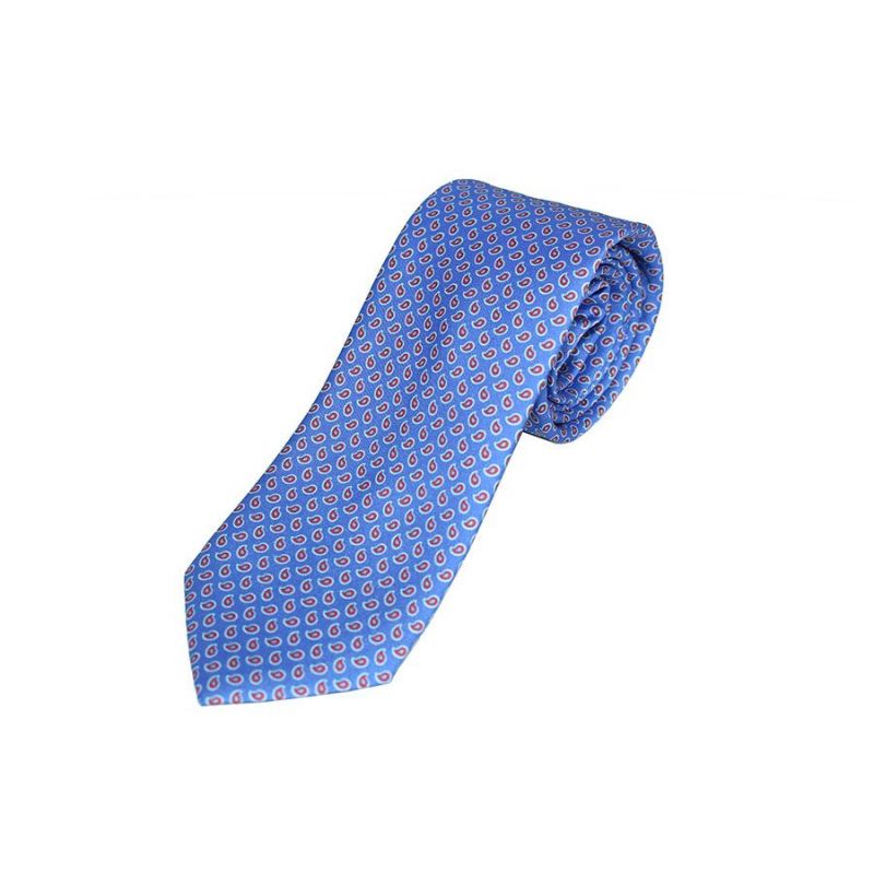Small blue cashmere silk tie