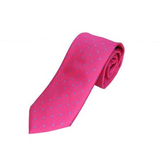 Corbata seda fuxia lunares azul